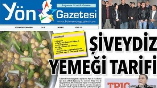 (تصویر) اعتراض یک روزنامه ترکیه با چاپ دستور غذا در صفحه اول