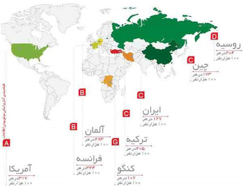 وضعیت ایران در نقشه سرطان دنیا
