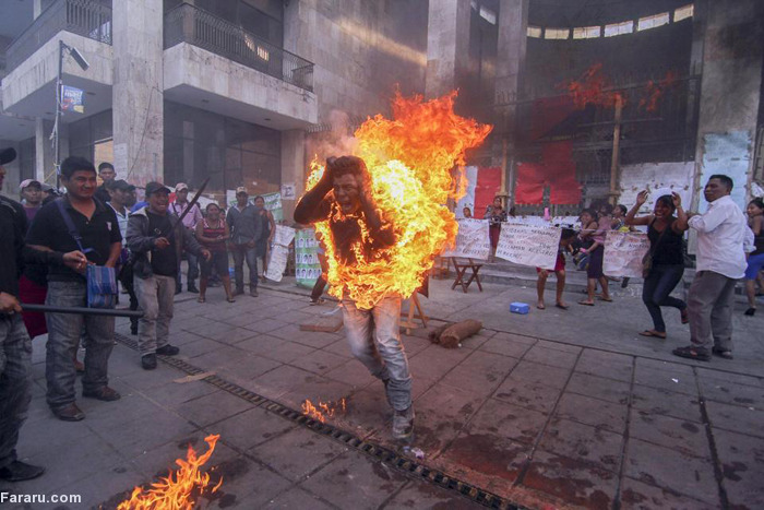 (تصاویر) خودسوزی معترض مکزیکی