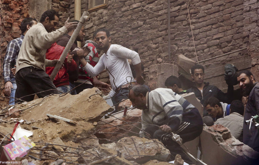 (تصاویر) ریزش مرگبار ساختمان در قاهره