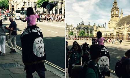 نمایش پرچم داعش در قلب لندن +(تصویر)