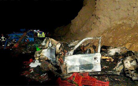مرگ آتشین 13 تبعه خارجی در تصادف دو خودرو