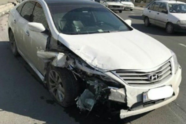 تصویری از خودرو صادقی پس از تصادف شدید