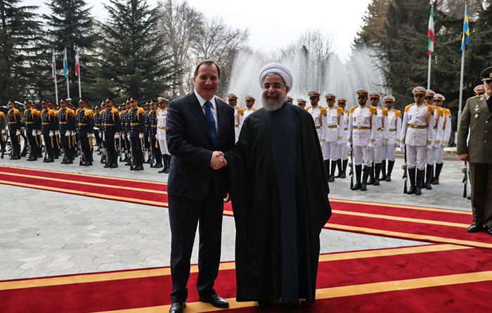 (تصاویر) استقبال روحانی از نخست‌وزیر سوئد