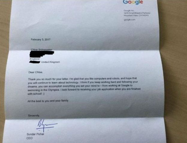 پاسخ مدیر گوگل به نامه خواندنی دختر 7 ساله