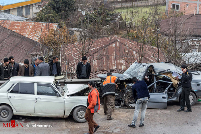 (تصاویر) تصادف شدید دو خودرو در سوادکوه