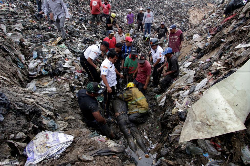(تصاویر) رانش مرگبار زباله دانی در گواتمالا