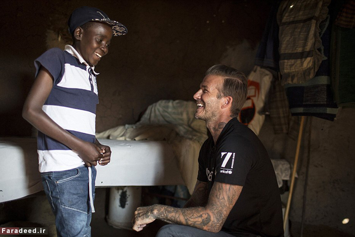 (تصاویر) دیوید بکهام و کودکان مبتلا به ایدز