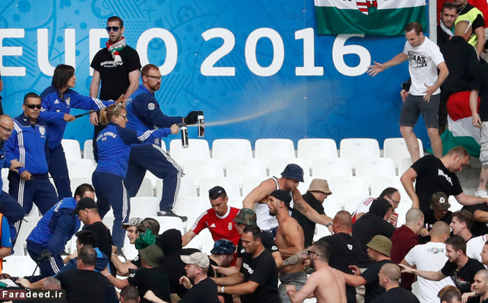 (تصاویر) آشوب هواداران ایسلند و مجارستان
