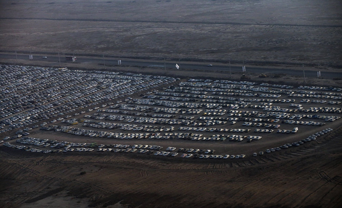 (تصاویر) انبوه خودروها در مرز شلمچه