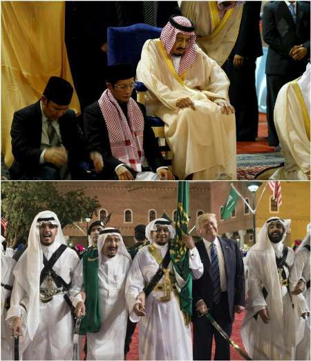 نماز نشسته و رقص ایستاده پادشاه عربستان