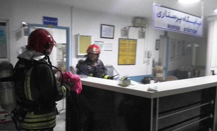(تصاویر) مهار آتش‌سوزی در بیمارستان مهر اهواز
