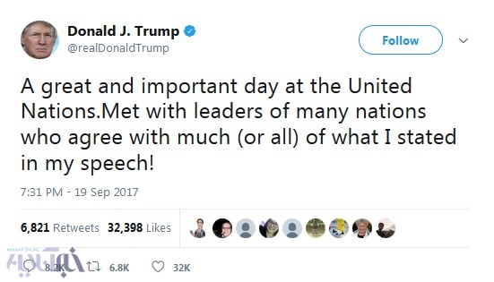 توئیت‌های دیوانه‌وار ترامپ پس از سخنرانی
