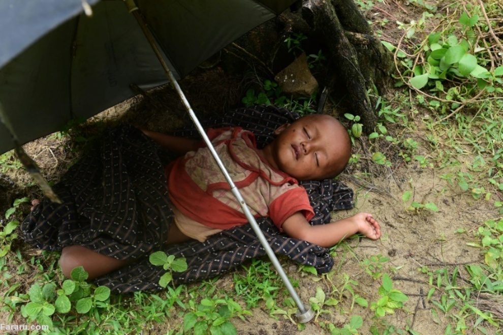 کودک خانواده مسلمان روهینگیا آواره در مرز بنگلادش