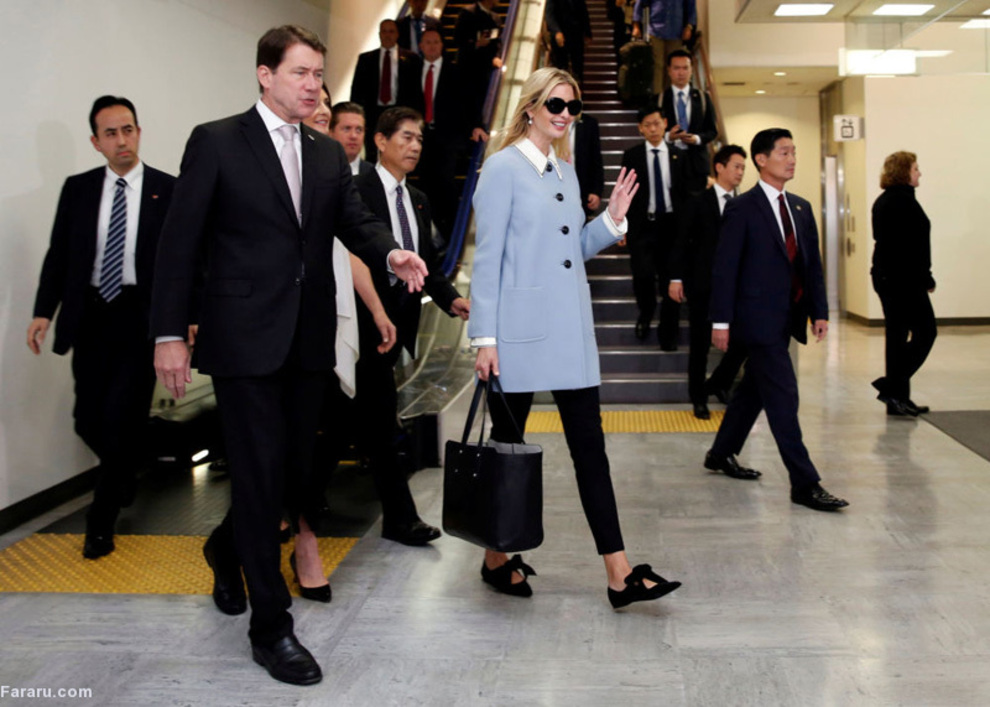 ایوانکا ترامپ مشاور رئیس جمهور آمریکا در فرودگاه بین المللی ناریتا در ژاپن؛ چندی پیش نشریه پولتیکو در گزارشی پیرامون دختر رئیس جمهور امریکا از القابی چون 