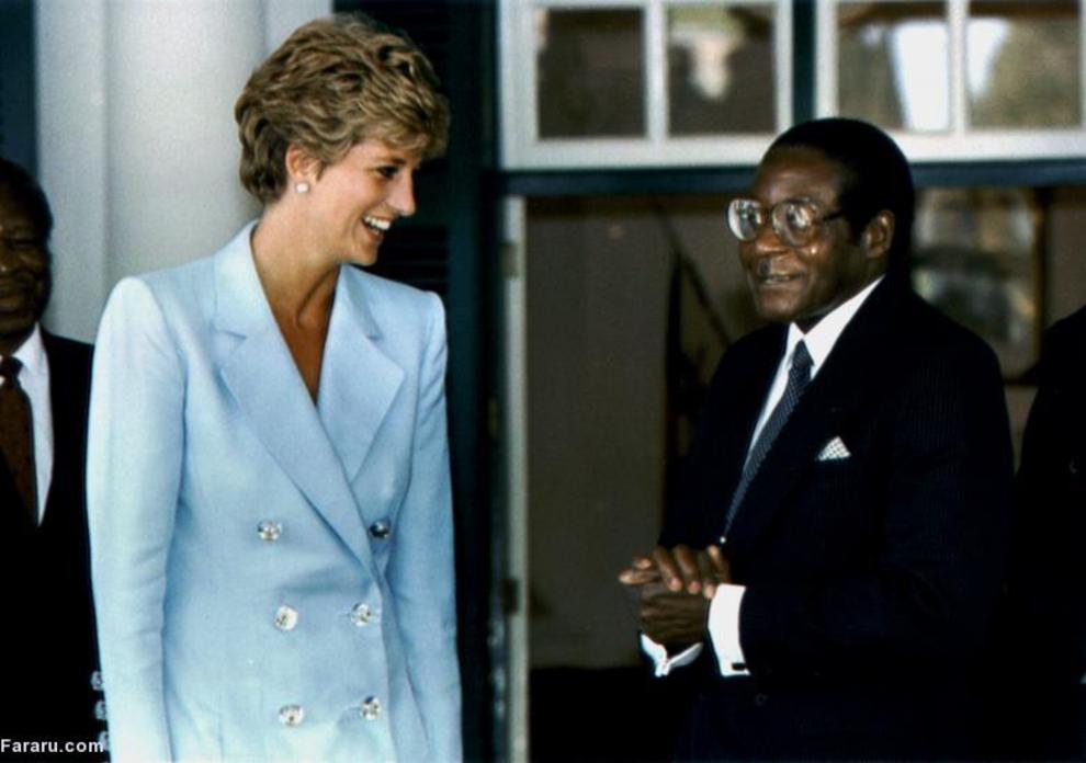 دیدار موگابه با ملکه دیانا در سال هزار و نهصد و نود و سه