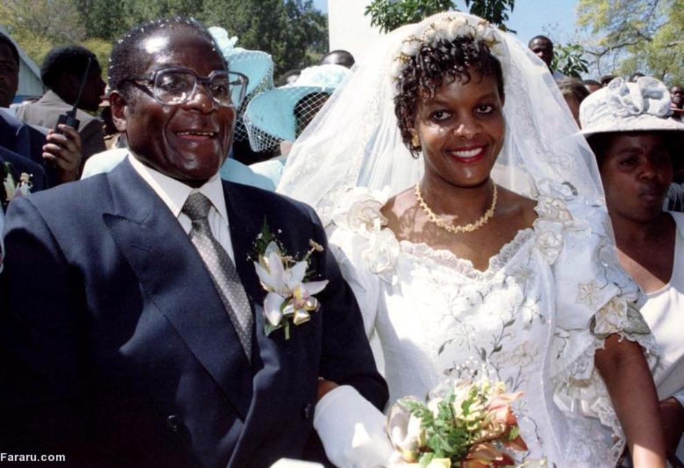 مراسم ازدواج موگابه و همسرش گریس، در سال هزار و نهصد و نود و شش
