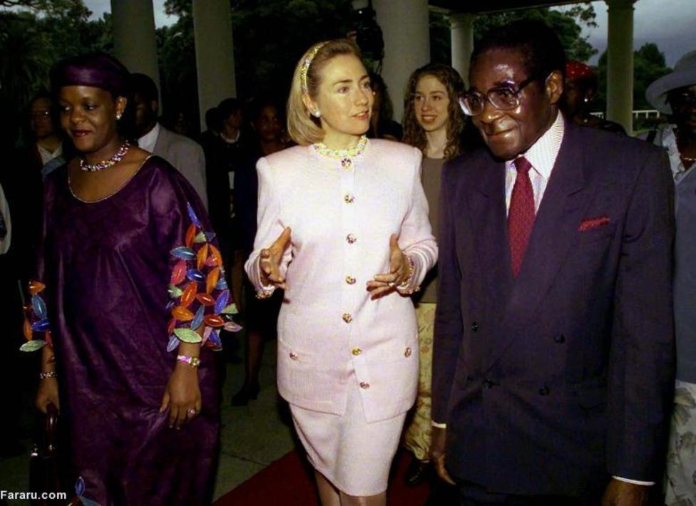 استقبال موگابه از هیلاری کیلینتون به عنوان بانوی اول ایالات متحده آمریکا در هراره 