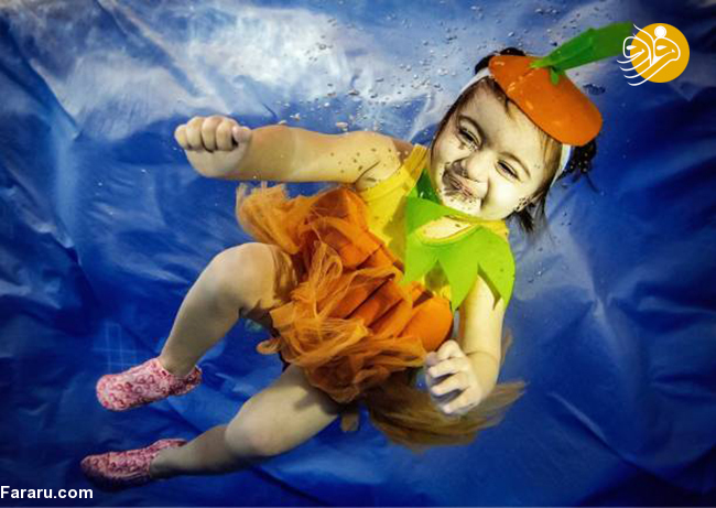 تصاویری جالب از شنای نوزادان
