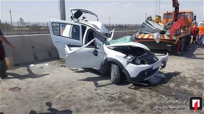 (تصاویر) تصادف شدید ساندرو و مرگ زوج جوان در آزادراه تهران-قم