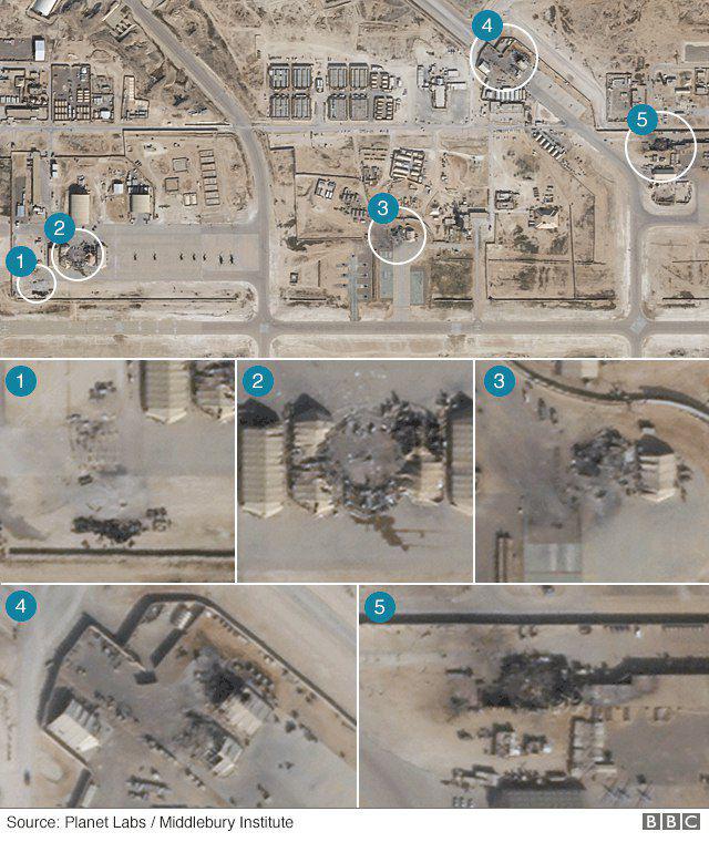 فرارو عکس تصاویر هوایی از تخریب پایگاه آمریکا در حمله سپاه