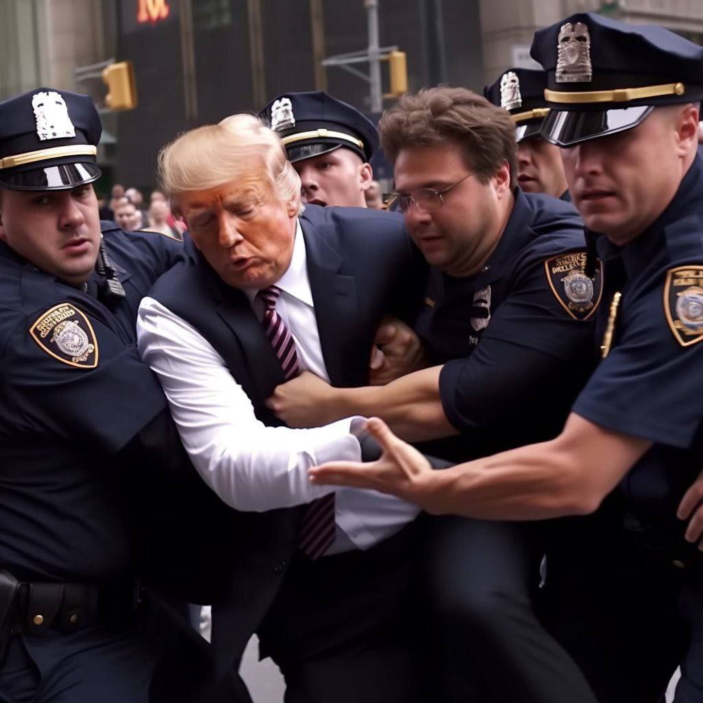 ترامپ در این تصاویر توسط پلیس دستگیر شد