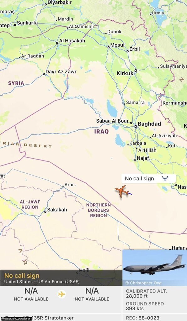 (عکس) پرواز هواپیما‌های شناسایی آمریکا در جنوب عراق