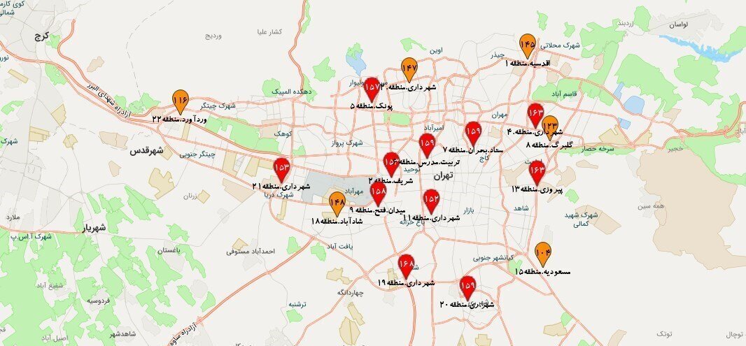 هشدار؛ وضعیت قرمز در ۱۱ منطقه تهران