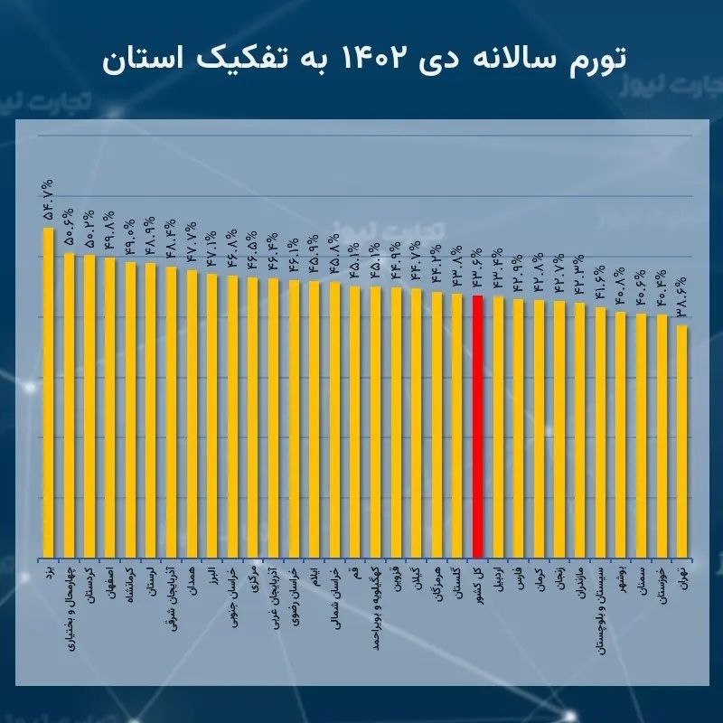 اردبیل بیشترین نرخ تورم ماهانه دی را ثبت کرد / تورم سالانه ۳ استان همچنان بالای ۵۰ درصد///