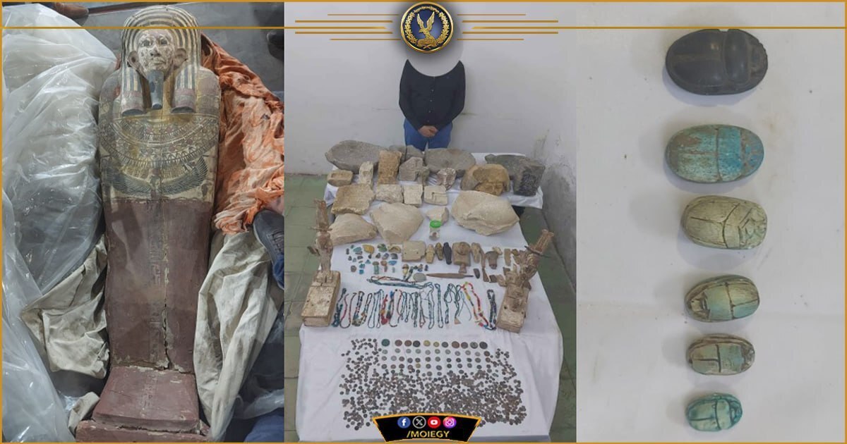 کشف ۱۱۱۸ عتیقه و چند مومیایی در یک خانه مسکونی در مصر