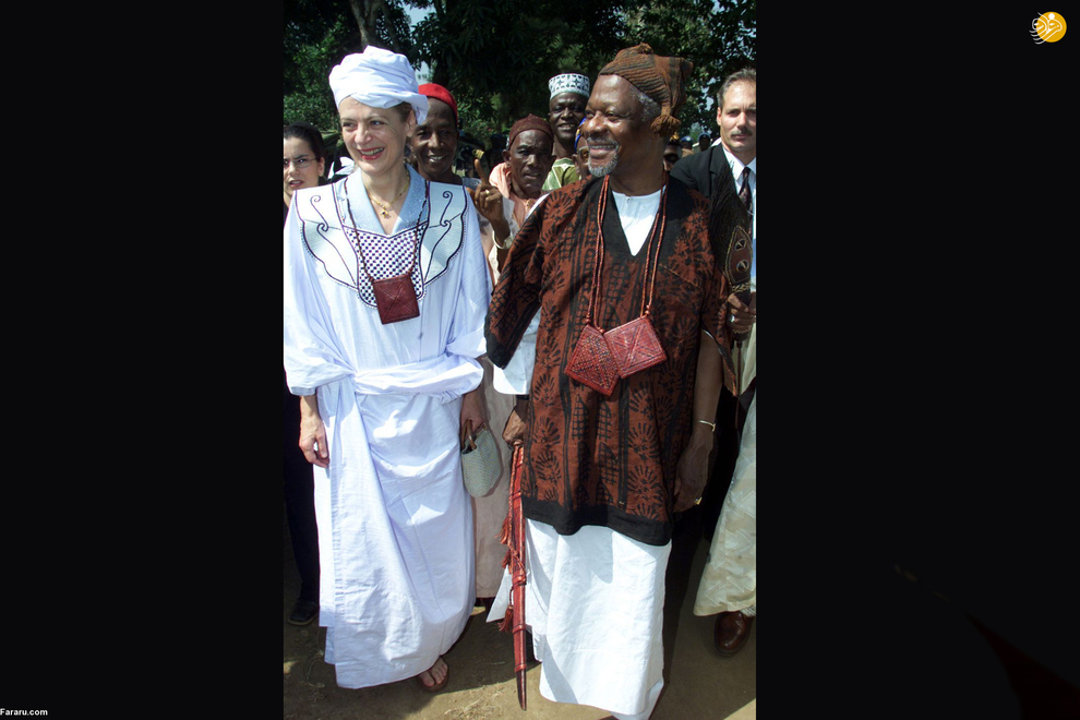 کوفی عنان و همسرش، در روز دوم کنفرانس آفریقایی در آفریقای جنوبی. (2000)