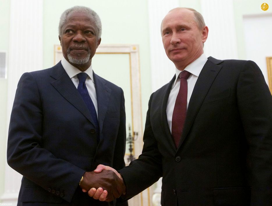دیدار ولادیمیر پوتین، رئیس جمهور روسیه و کوفی عنان در مسکو. (2012)