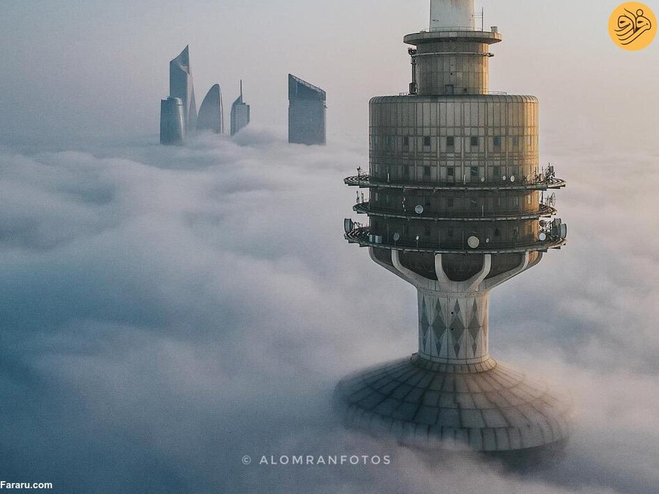 تصاویری از آسمان‌‌خراش‌های کویت در مه غلیظ 