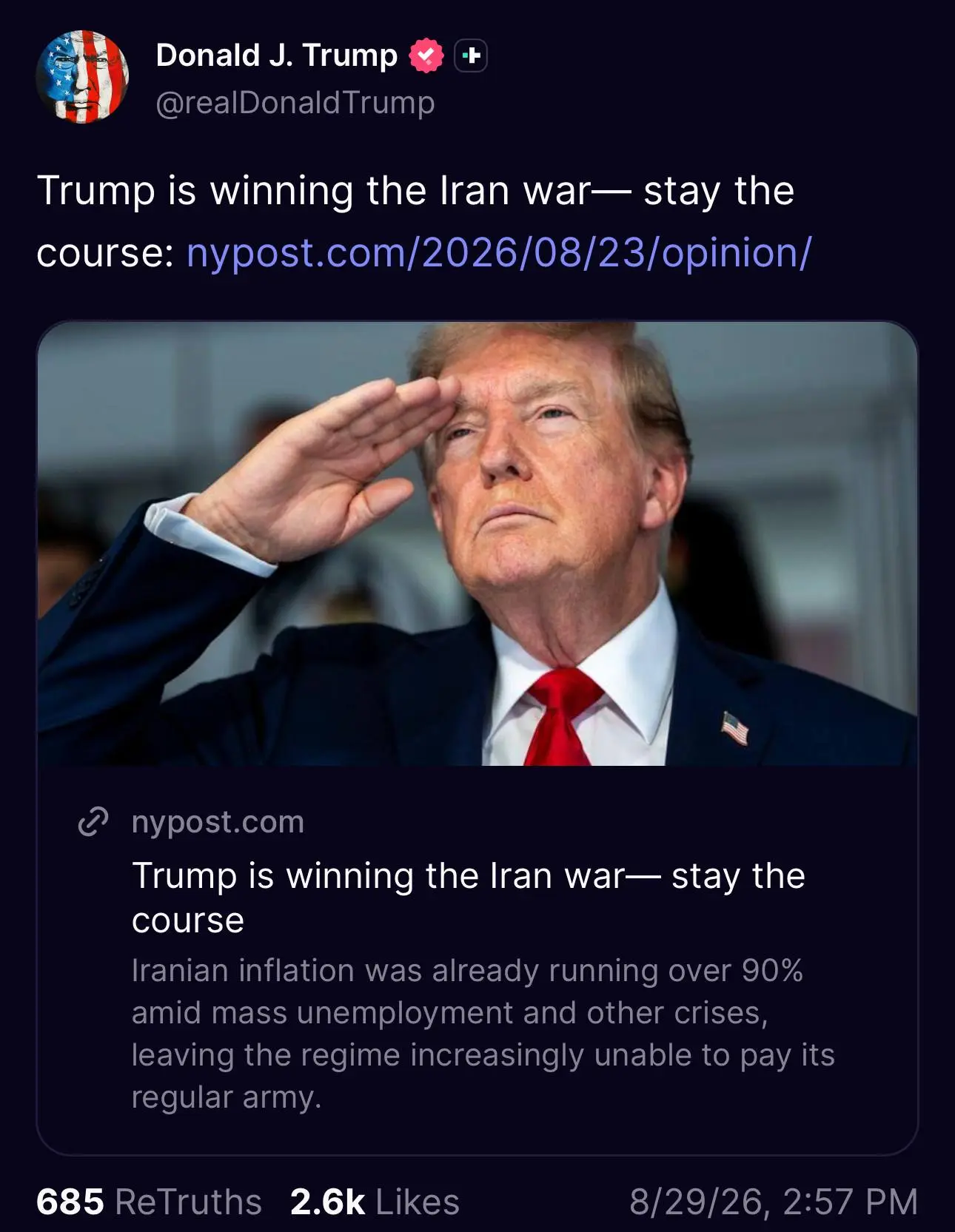پست ترامپ