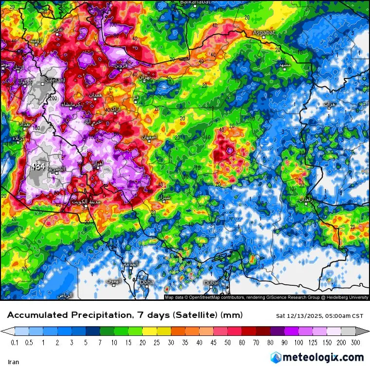 نقشه ماهواره بارندگی