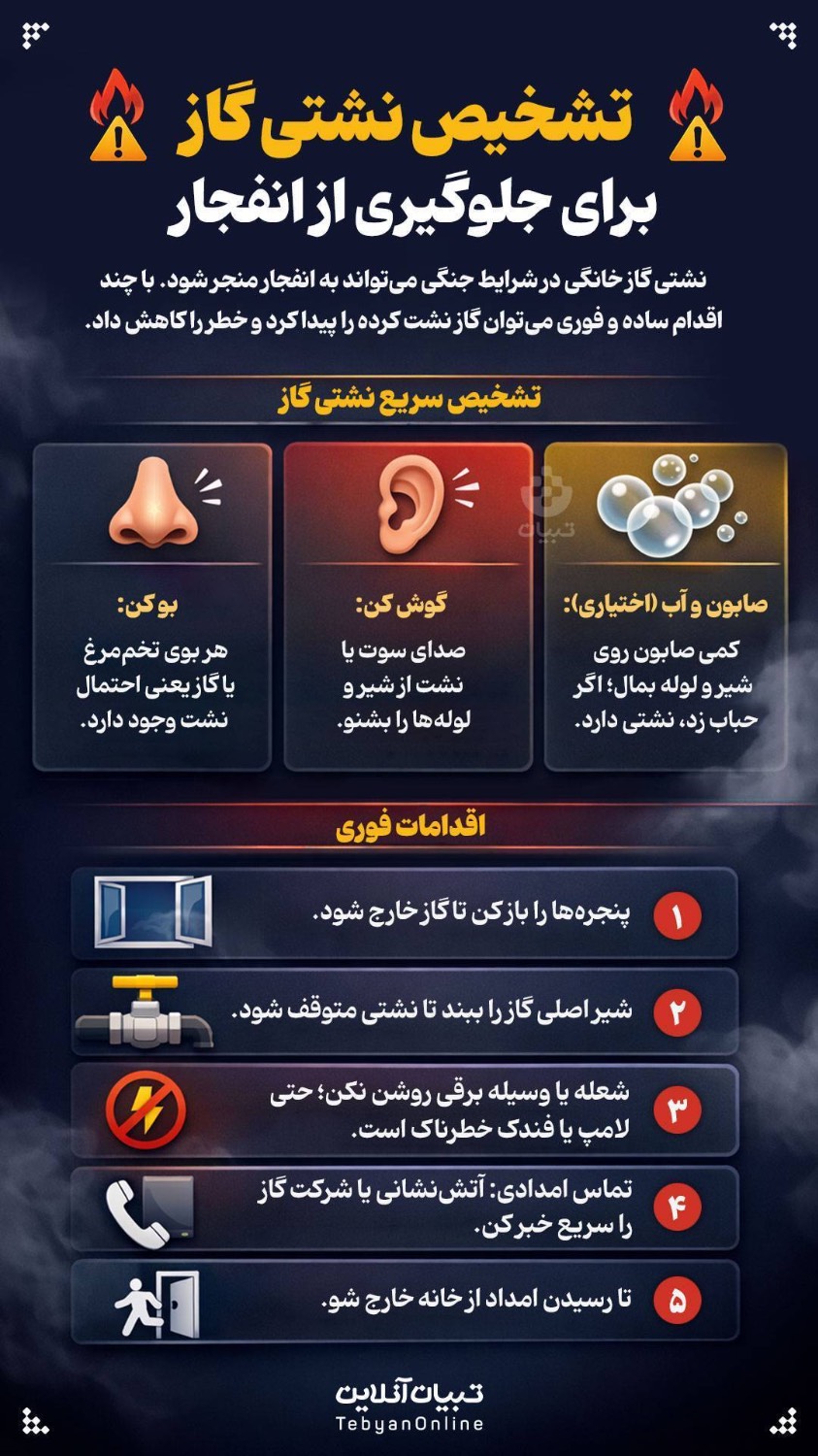 اینفوگرافی نشت گاز