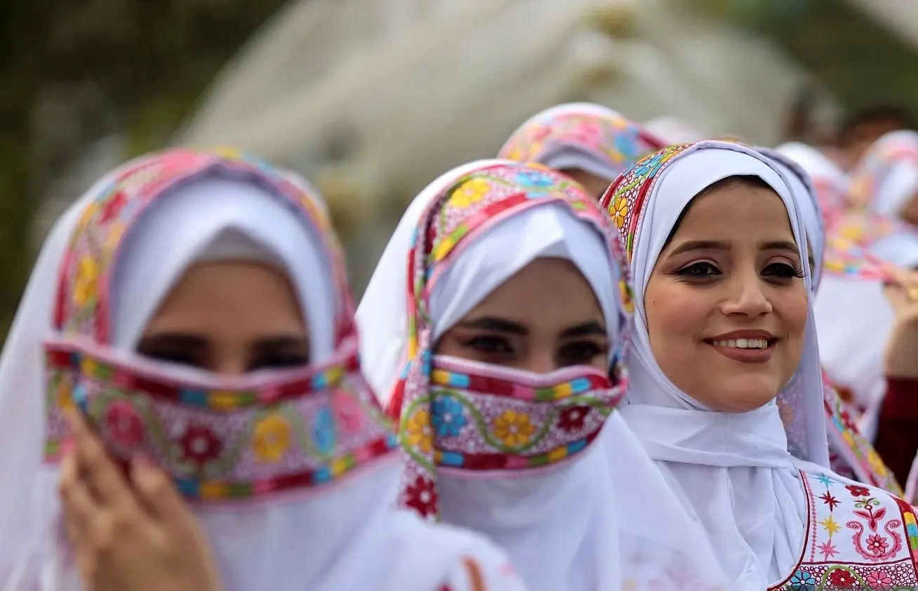 تصاویر؛ جشن عروسی ۱۵۰ زوج فلسطینی در غزه