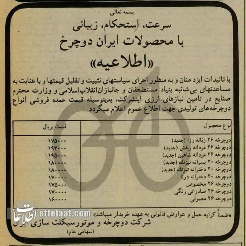 قیمت دوچرخه