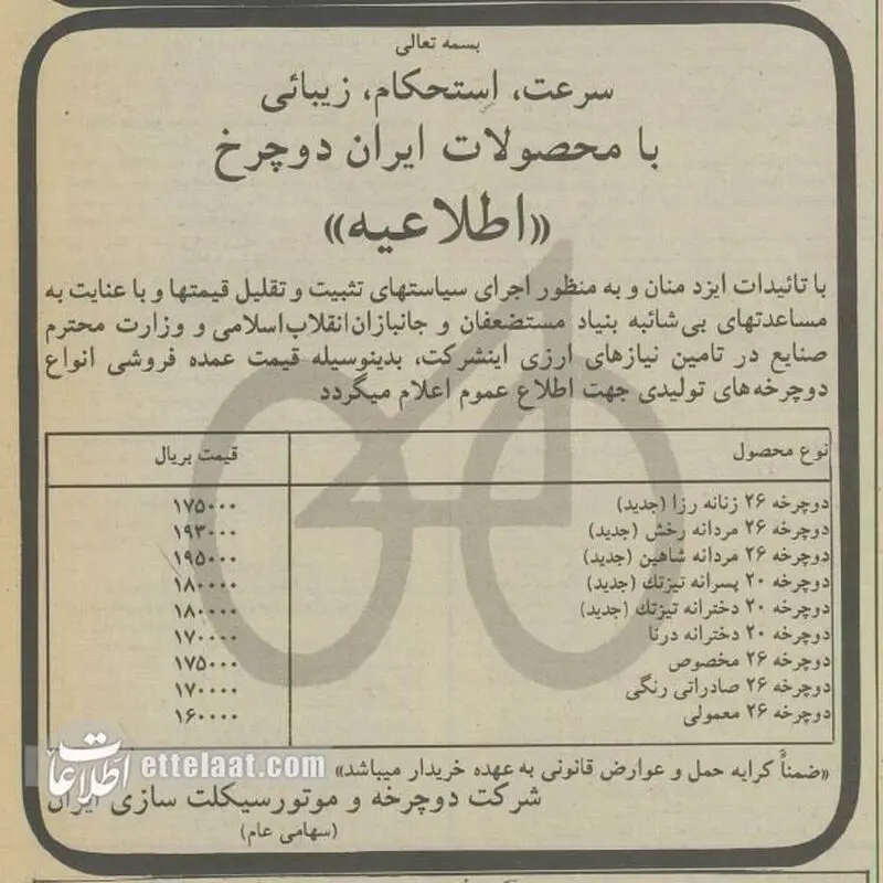 قیمت دوچرخه