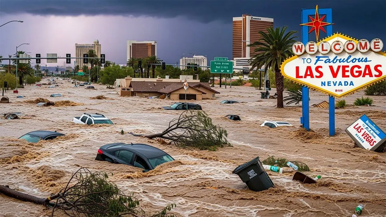 جاری شدن سیل در لاس‌وگاس 