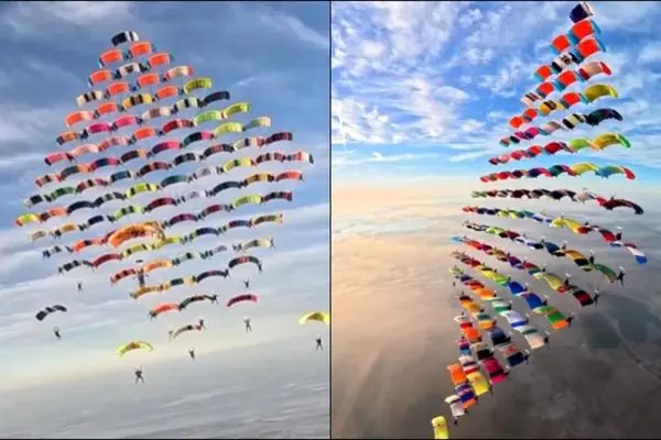 ۱۰۴ چترباز در یک نمایش گروهی رکورد شکستند