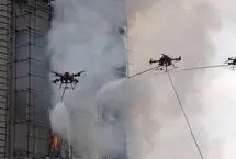 اطفای حریق یک برج توسط پهپادها