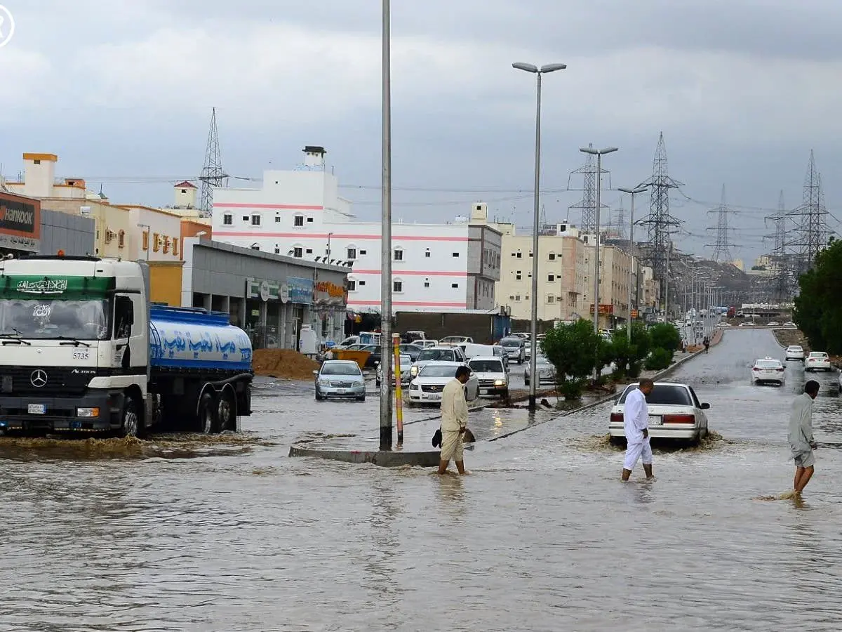 بارش شدید باران در جده عربستان 