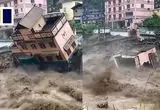 ببینید؛ فرو ریختن خانه‌های ساحلی پس از بارندگی شدید در چین