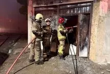 آتش‌سوزی انبار لوازم یدکی خودرو در جاده قدیم کرج