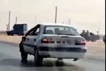 توقیف پژوی سه چرخ در جاده