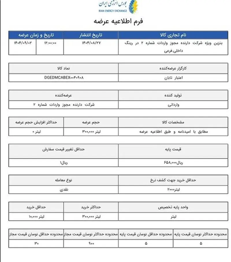 قیمت بنزین