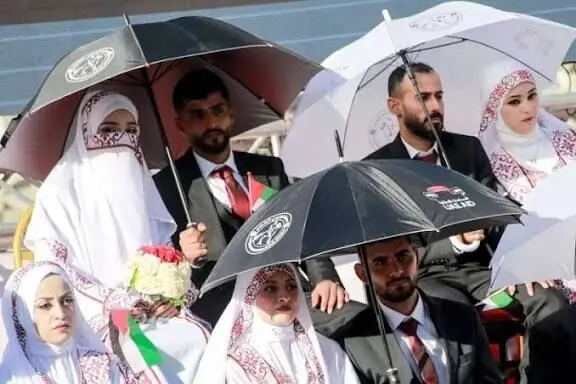 مراسم عروسی دسته‌جمعی در  غزه پس از دو سال جنگ