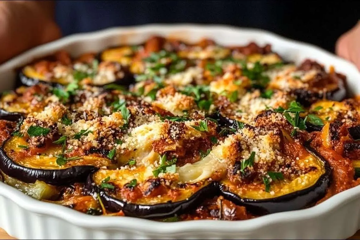 ببینید؛ طرز تهیه یک غذای ایتالیایی با بادمجان و سوسیس