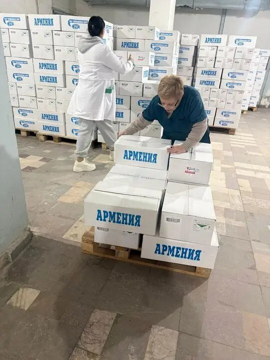 محموله اهدایی ارمنستان به هلال احمر ایران